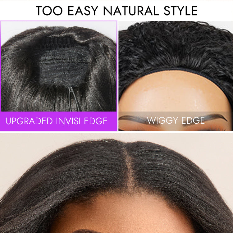 Luvme Too Easy Texture™ Wig Yaki Straight Glueless Flexi-Fit Drawstring 3-In-1 Half Wig Human Hair-16