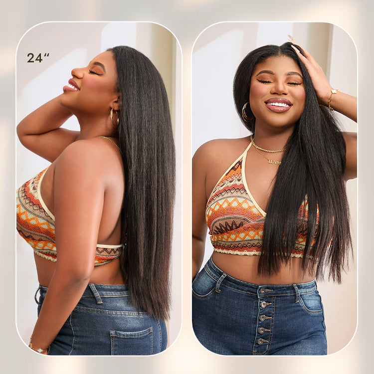 Luvme Too Easy Texture™ Wig Yaki Straight Glueless Flexi-Fit Drawstring 3-In-1 Half Wig Human Hair-21