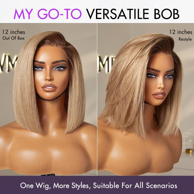 Ash Blonde Ombre Blunt Cut Bob Glueless Minimalist HD Lace Short Bob Wig Ready to Go Pre-Cut Lace-06