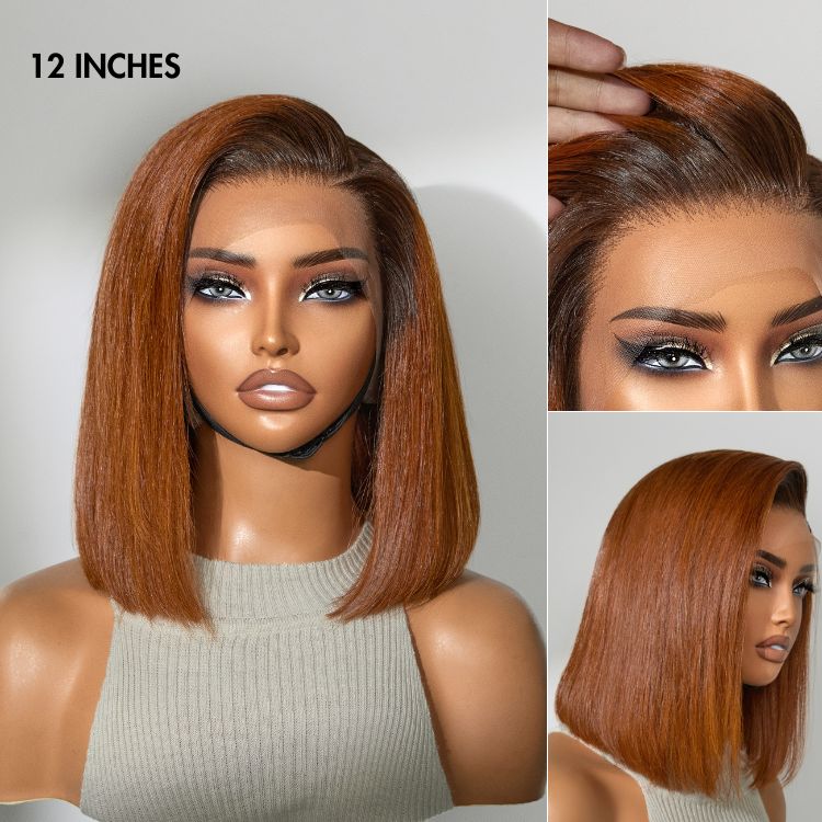 Crazy Wednesday | Ginger Ombre 13x4 Lace Front Glueless Blunt Cut Bob Human Hair Wig-02