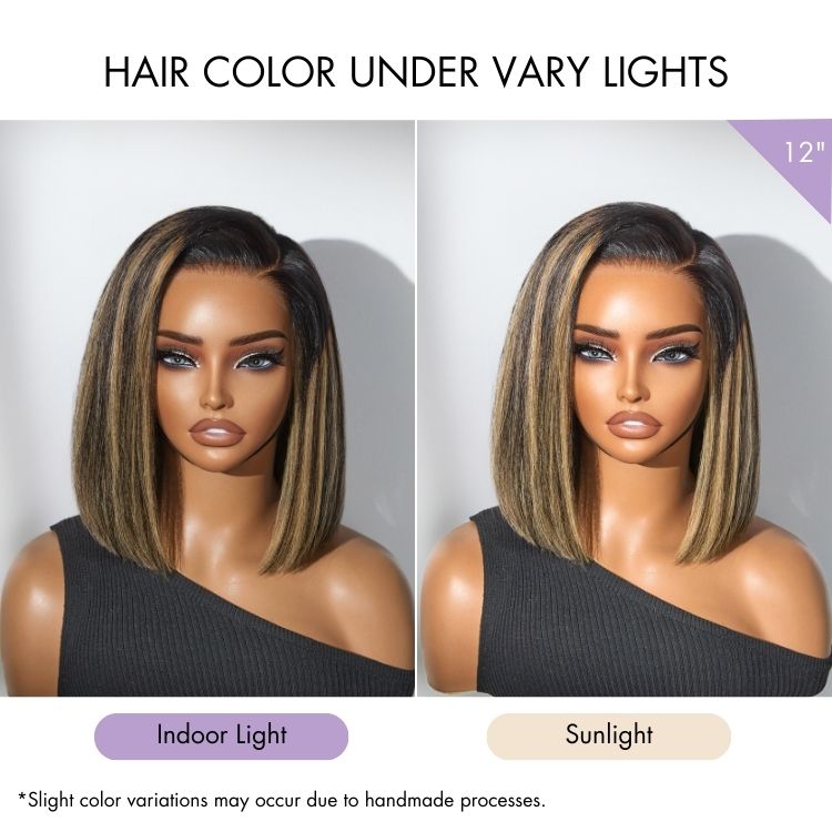 Luvme Hair All-Day Comfort™ blunt cut bob wig with glueless HD lace, short human hair style, pre-cut lace for easy wear