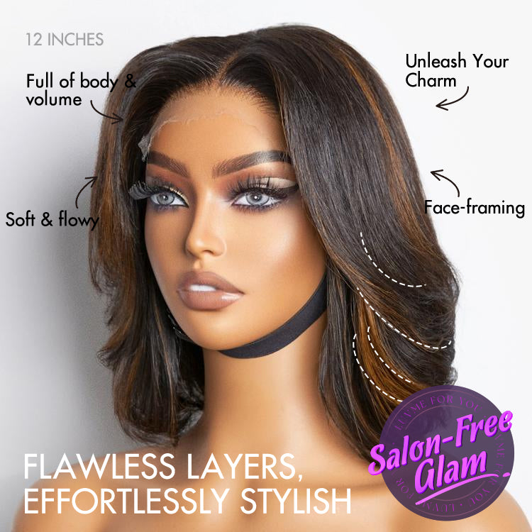 Limited Design | Blonde Highlights Glueless 5x5 Closure HD Lace Stacked Bob Wig | Large & Small Cap Size-01