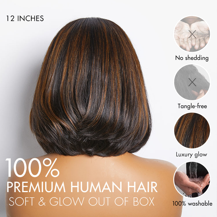 Limited Design | Blonde Highlights Glueless 5x5 Closure HD Lace Stacked Bob Wig | Large & Small Cap Size-05