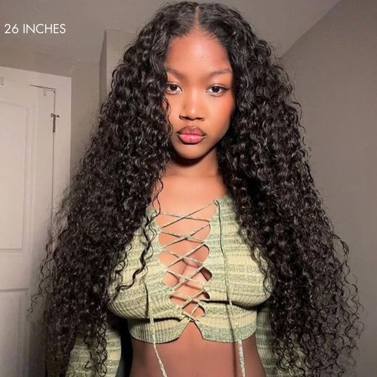 Luvme Hair water wave lace wig with pre-cut lace, curly texture, drawstring cap, 13x4 frontal, glueless flexi-fit, natural look
