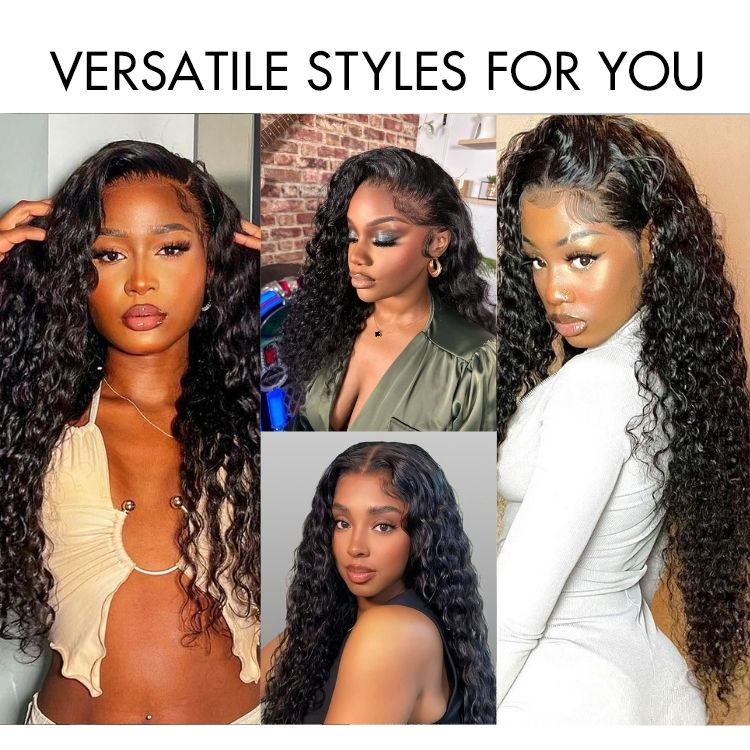PreMax 180% / 250% Density Water Wave Glueless Flexi-Fit Drawstring 13x4 Frontal Lace Fluffy Curly Wig Pre-Cut Lace-27
