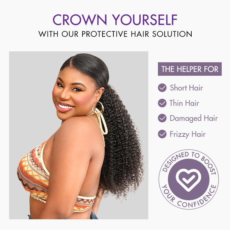Luvme Too Easy Texture Kinky Curly Flexi-Fit Invisible Drawstring Clip-In Ponytail Extension Human Hair-03