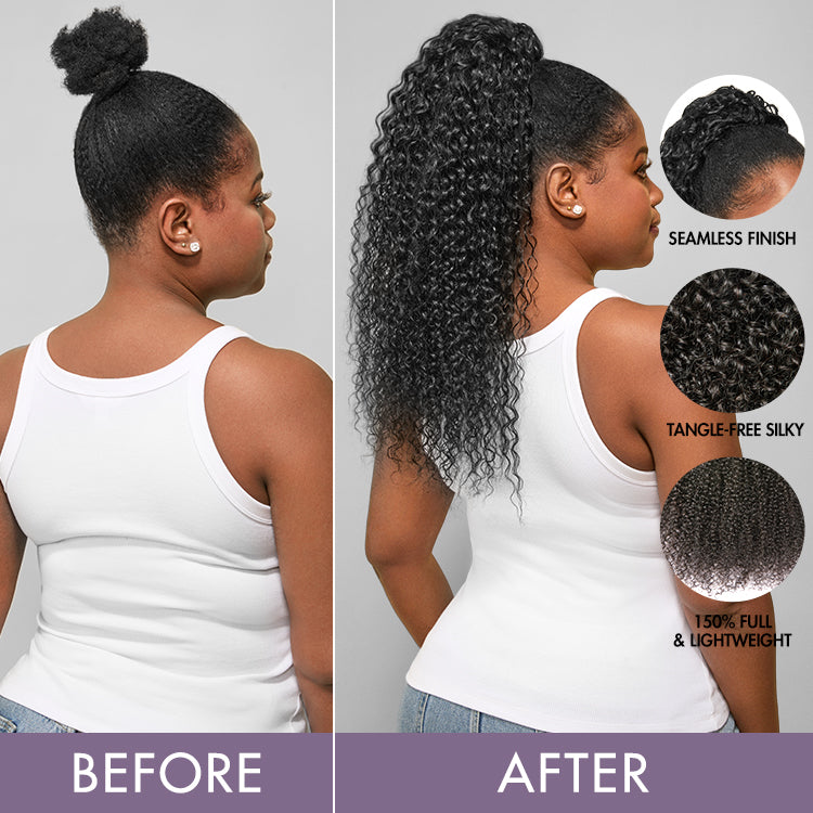 Luvme Too Easy Texture Kinky Curly Flexi-Fit Invisible Drawstring Clip-In Ponytail Extension Human Hair-02