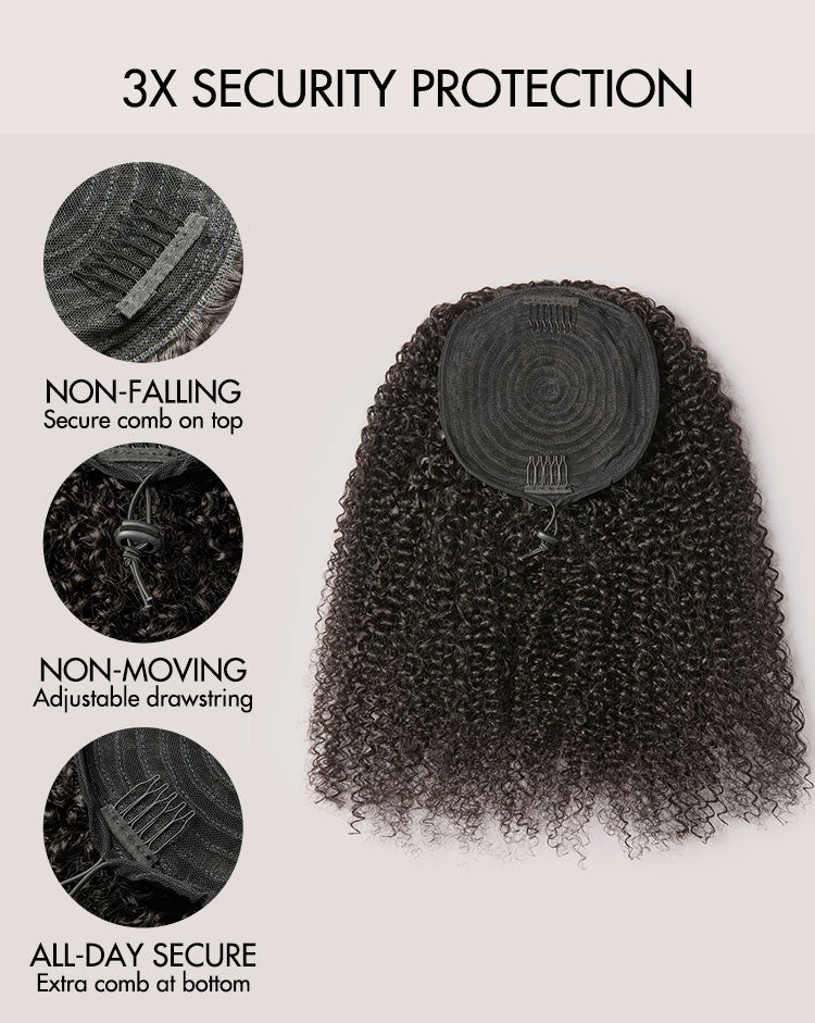 Luvme Too Easy Texture Kinky Curly Flexi-Fit Invisible Drawstring Clip-In Ponytail Extension Human Hair-11