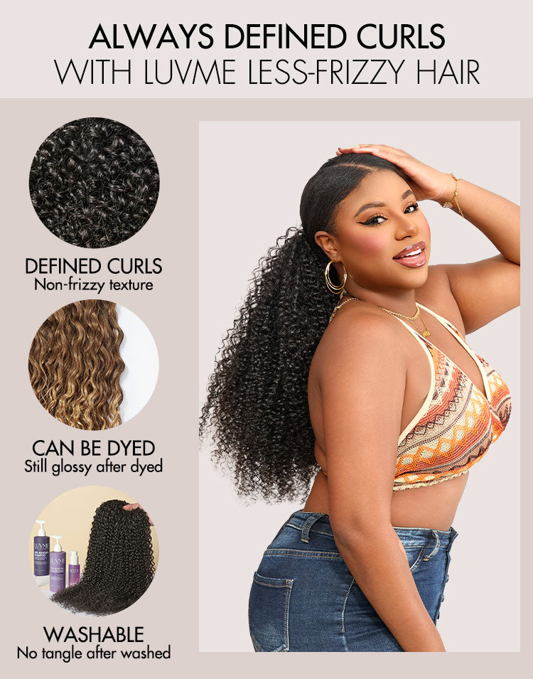 Luvme Too Easy Texture Kinky Curly Flexi-Fit Invisible Drawstring Clip-In Ponytail Extension Human Hair-13