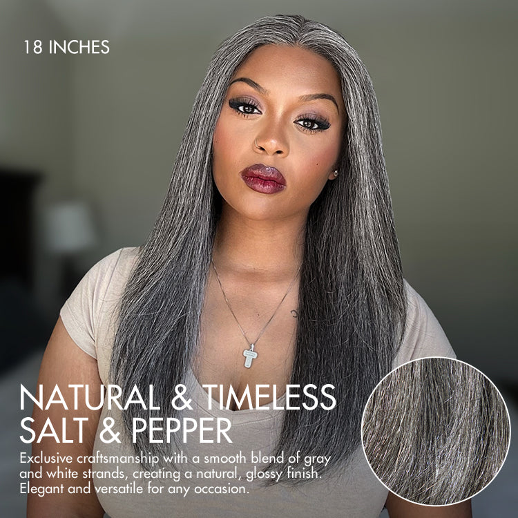 Salt and Pepper Straight Glueless Minimalist HD Lace T Part Grey Wig Pre-Cut Lace-25