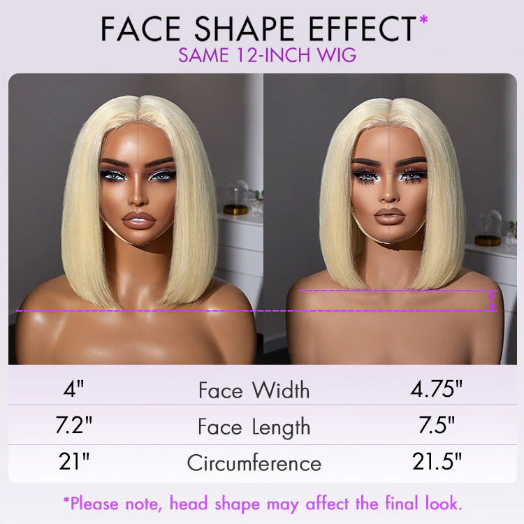 Easily Redyed 613 Blonde Blunt Cut Bob Wig Glueless Deep Middle Part 2x6 HD Lace Wig Pre-Cut Lace-06