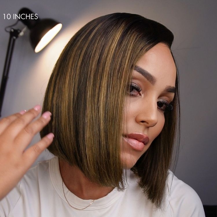 Luvme All-Day Comfort™ Wig Brown Highlight Blunt Cut Bob Glueless Minimalist HD Lace Wig Pre-Cut Lace-24