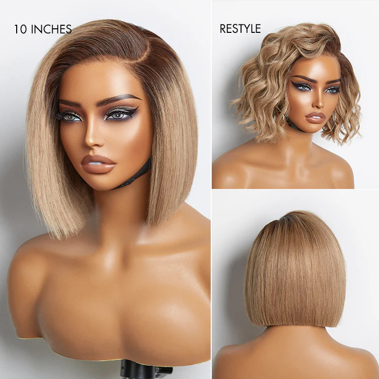 Put On & Go Blunt Cut Straight Bob Minimalist HD Lace Glueless C Part Wig-12
