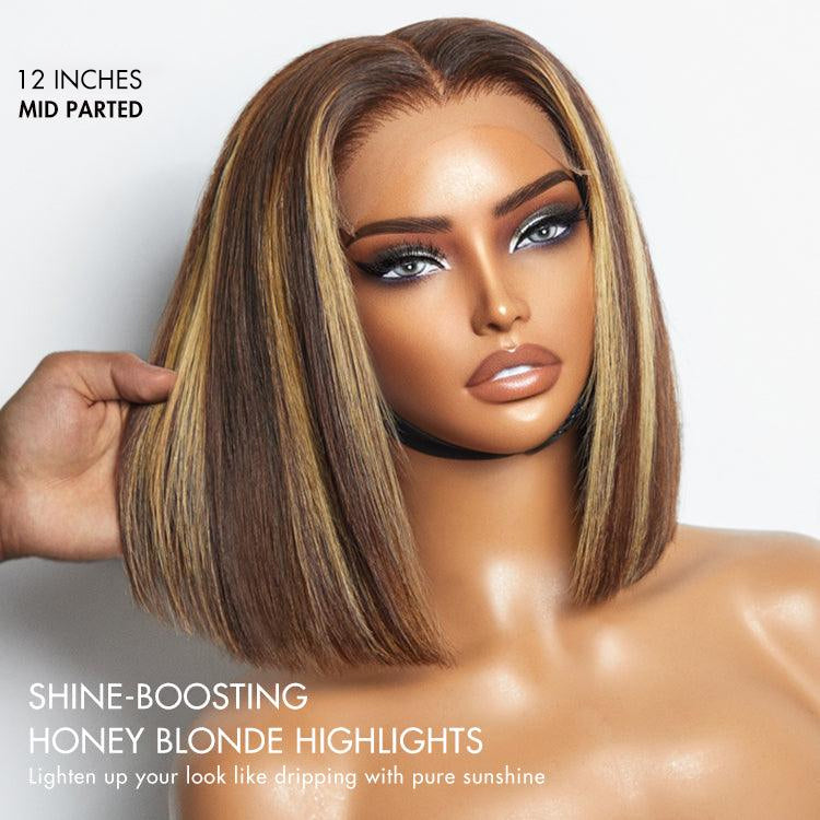 Luvme Hair PartingMax Glueless Wig Honey Blonde Highlight Silky Blunt Cut 7x6 Closure HD Lace Bob Wig-08