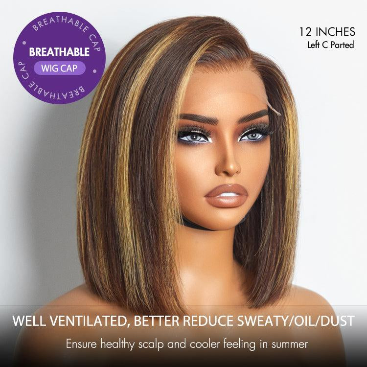 Luvme Hair PartingMax Glueless Wig Honey Blonde Highlight Silky Blunt Cut 7x6 Closure HD Lace Bob Wig-06
