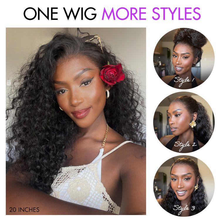Luvme Hair Water Wave 360 lace wig with flexi-fit cap, human hair, pre-bleached, pre-plucked, and pre-cut lace for natural look