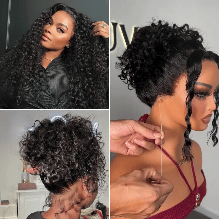 Luvme Hair water wave 360 lace wig with drawstring cap, pre-bleached, pre-plucked, long human hair, flexible fit, natural look