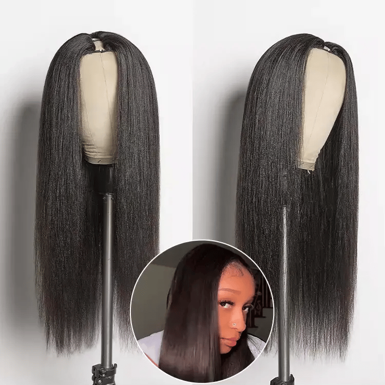 Too Easy Texture™ Yaki Straight Glueless V Part Drawstring Wig display picture 2