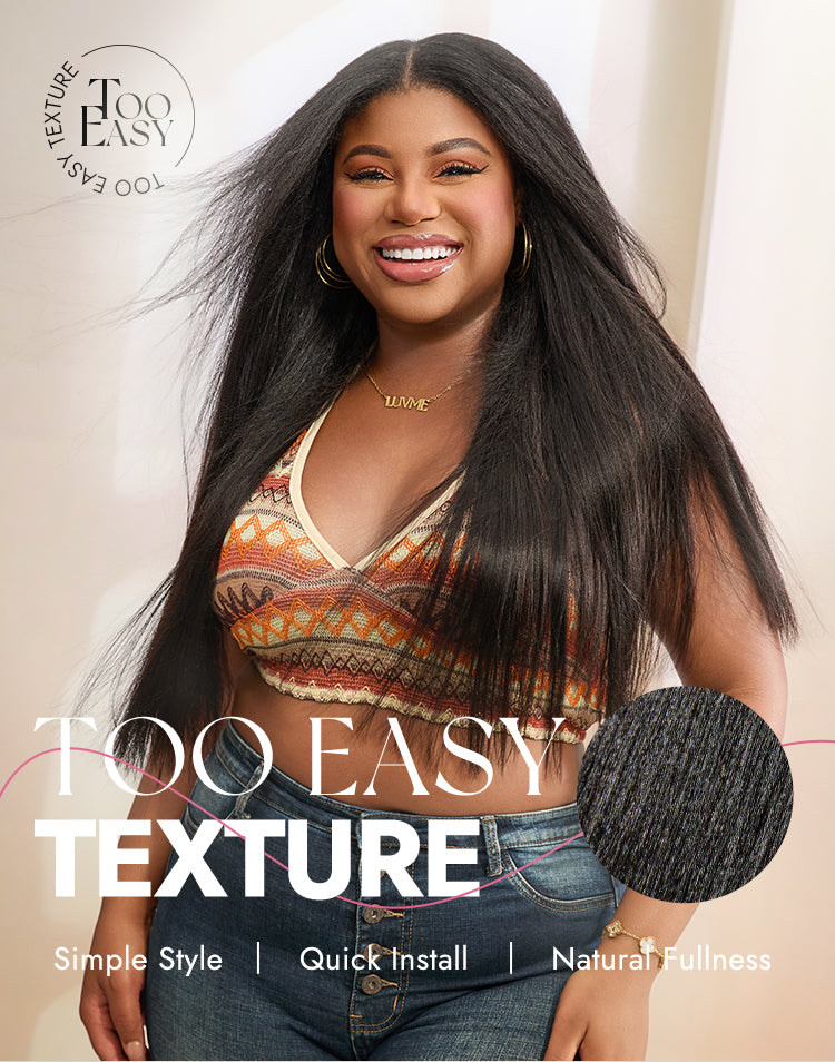 Luvme Too Easy Texture Yaki Straight Glueless V Part Flexi-Fit Drawstring Wig Beginner Friendly-10