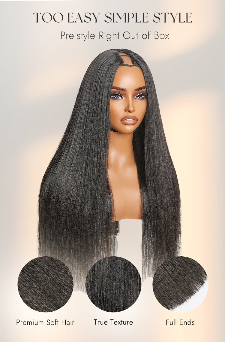 Exclusive Sale | Luvme Too Easy Texture 180% Density Yaki Straight Glueless V Part Flexi-Fit Drawstring Wig Beginner Friendly-11