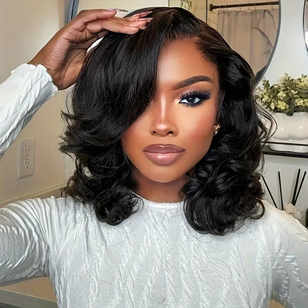 Exclusive Sale | Effortlessly Chic Layered Haircut Wavy Glueless HD Minimalist Lace Short Wig-27