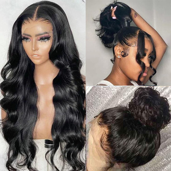 Exclusive Sale | Luvme Hair Full Lace Classy Natural Black Body Wave / Straight Free Parting Half Up Half Down Wig-22