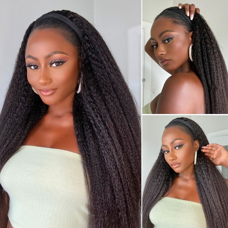 Luvme Too Easy Texture™ Wig Kinky Straight Flexi-Fit Drawstring Glueless Headband Wig (Get Free Trendy Headbands)-27