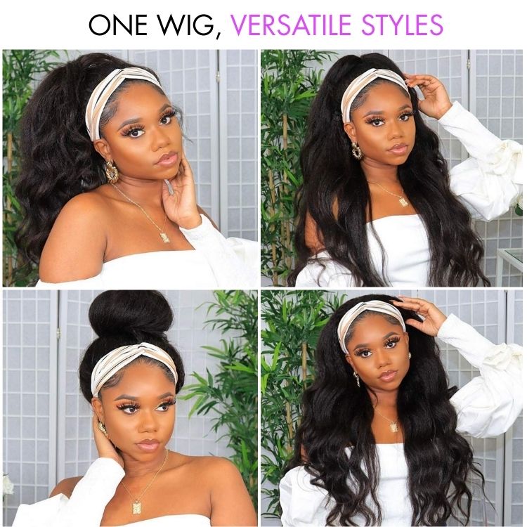 Luvme Too Easy Texture™ Wig Kinky Straight Flexi-Fit Drawstring Glueless Headband Wig (Get Free Trendy Headbands)-28