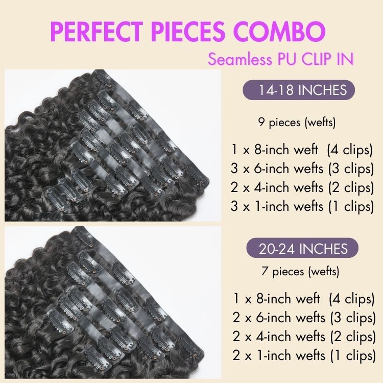 Kinky Curly Invisible Edge Seamless Clip in Extensions Human Hair with Free Gift-09