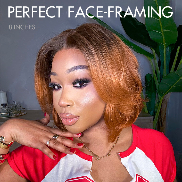 1 SEC INSTALL WIG | Elegant Boss Vibe Short Pixie Cut Natural Black / Ombre Brown Glueless Minimalist HD Lace Wig Pre Cut Lace-11