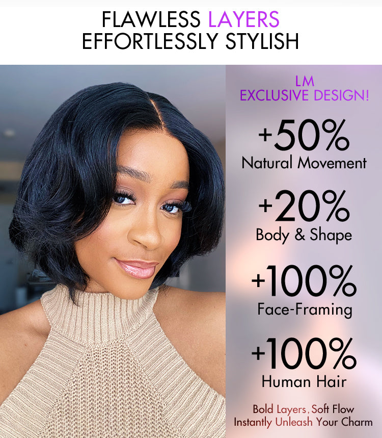 1 SEC INSTALL WIG | Elegant Boss Vibe Short Pixie Cut Natural Black / Ombre Brown Glueless Minimalist HD Lace Wig Pre Cut Lace-16