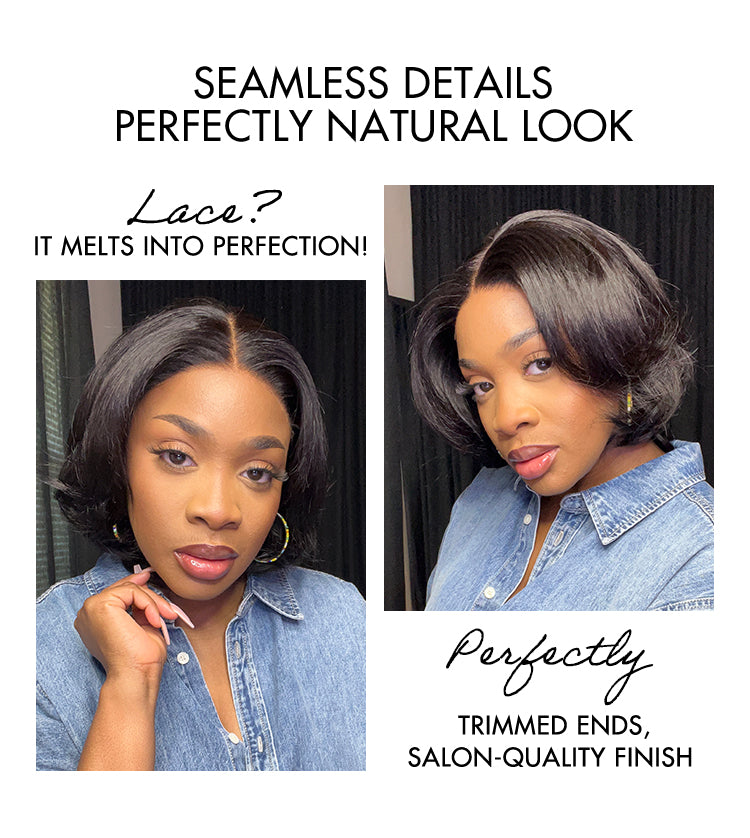 New Customers Only | 1 SEC INSTALL WIG | Elegant Boss Vibe Short Pixie Cut Natural Black / Ombre Brown Glueless Minimalist HD Lace Wig Pre Cut Lace-19