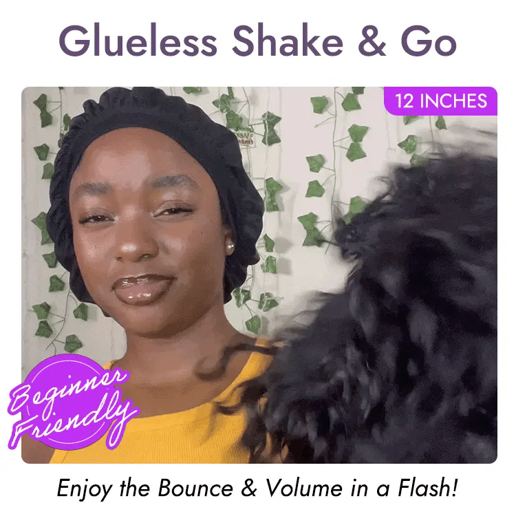 New Customers Only | Beginner Friendly Water Wave Minimalist Lace Glueless Short Curly Wig with Bangs-05