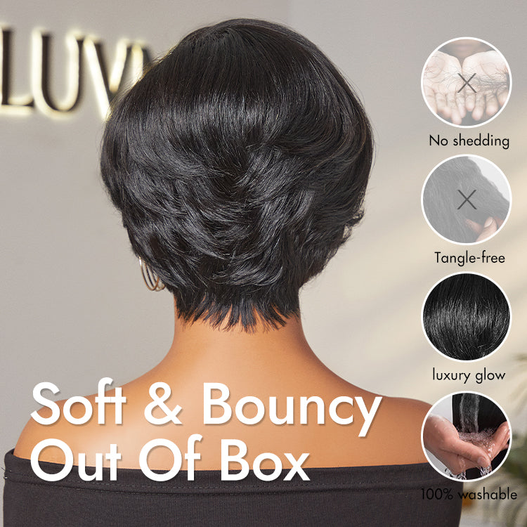 New Customers Only | Affordable Pixie Cut Minimalist HD Lace Glueless Wig Pre-Cut Lace-08
