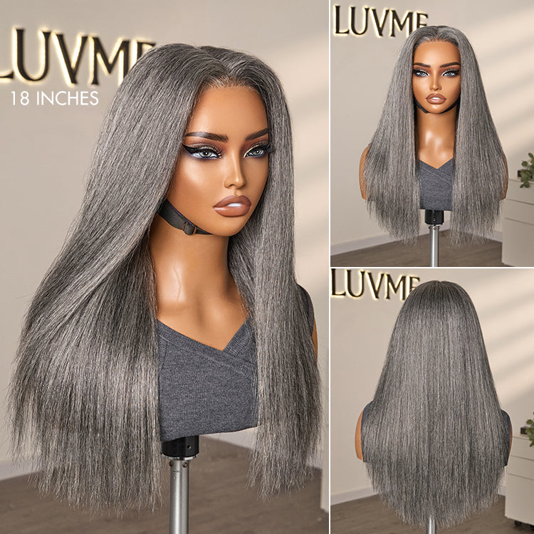 Salt and Pepper Straight Glueless Minimalist HD Lace T Part Grey Wig Pre-Cut Lace-34
