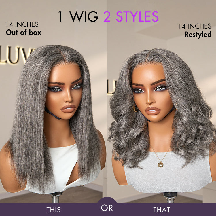 Salt and Pepper Straight Glueless Minimalist HD Lace T Part Grey Wig Pre-Cut Lace-33