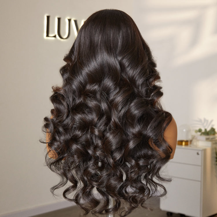 Classic and Chic Brown Highlights Loose Body Wave Glueless 5x5 Closure Lace Human Hair Wig - US Only-02