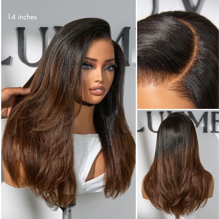Luvme All-Day Comfort™ Wig 180% Density Butterfly Cut Layered Light Yaki Straight Glueless 7x6 Closure HD Lace Human Hair Wig Pre-Cut Lace-65