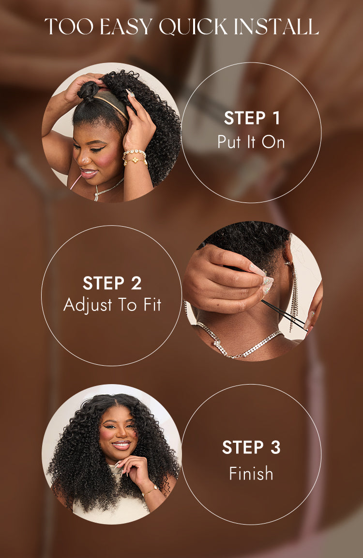 Luvme Too Easy Texture 3-In-1 Half Wig 180% Density Water Wave Glueless Flexi-Fit Drawstring Wig-12