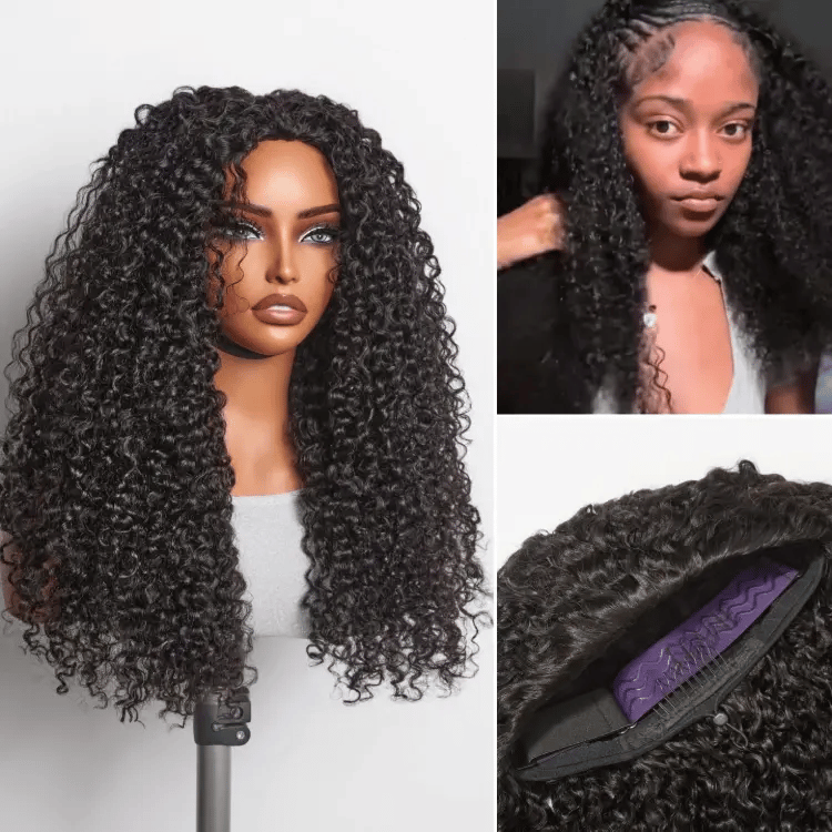 Luvme Hair New Customers Only Luvme Too Easy Texture 3-in-1 wig with kinky curly, yaki straight, and messy Burmese curls, glueless design.