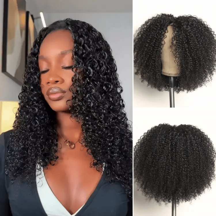 Luvme Too Easy Texture™ Wig Kinky Curly / Yaki Straight Glueless V Part Flexi-Fit Drawstring Wig-31