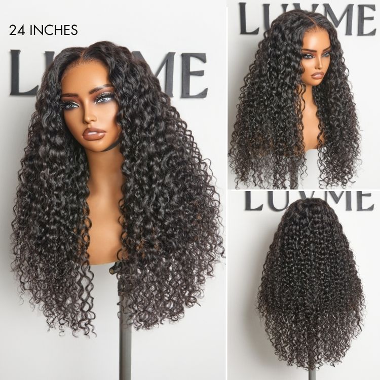 AiryFit™ Luvme Hair curly 5x5 closure wig with water wave style, glueless snugfit design, pre-cut lace, and scalp care features