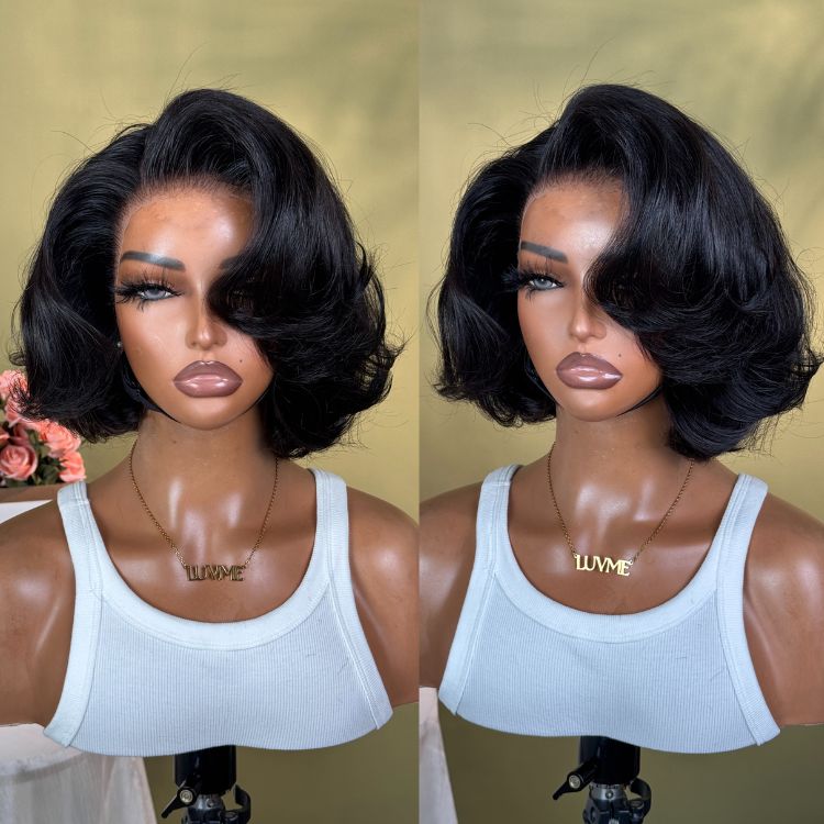 PreMax Loose Body Wave Short Bob Wig Glueless 13x4 Frontal Lace Human Hair Wig Pre-Cut Lace-10