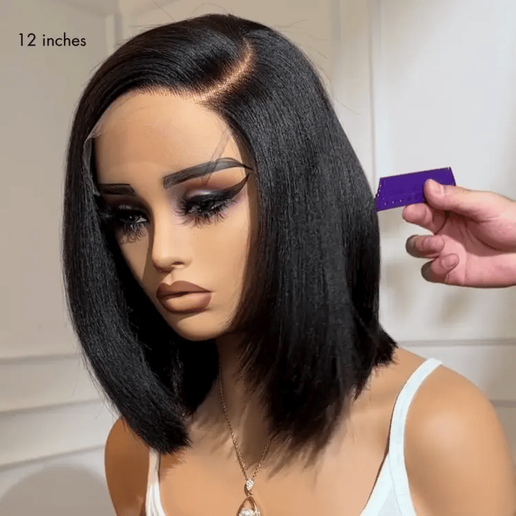 Layered Cut Yaki Straight Left C Part Glueless Minimalist HD Lace Bob Wig Ready to Go-01