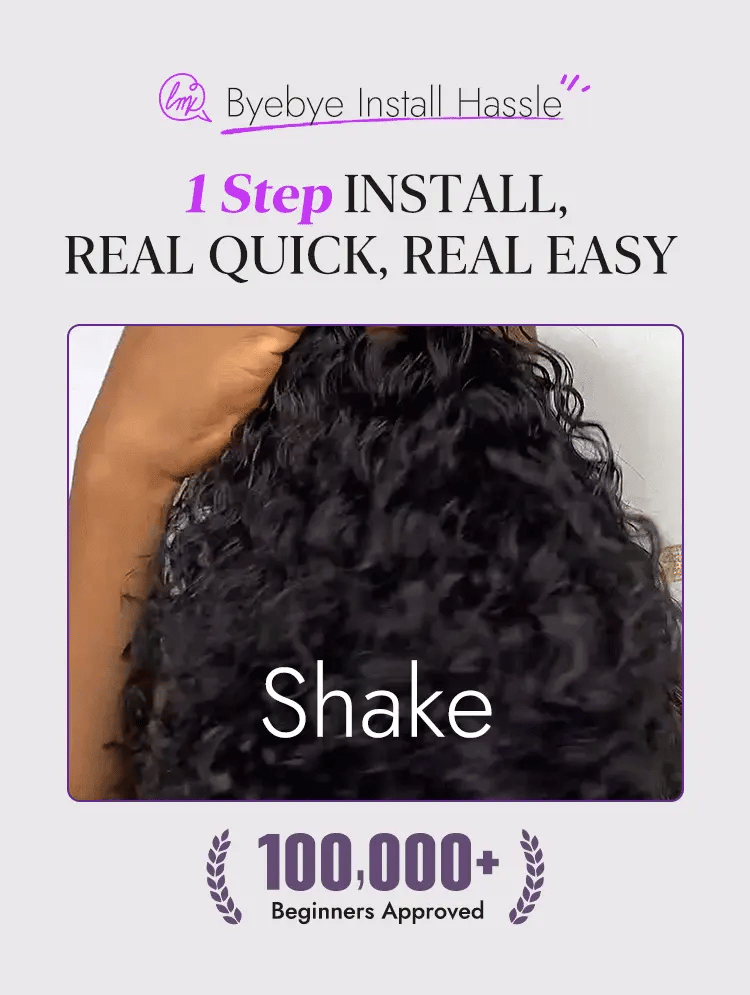 New Customers Only | Beginner Friendly Water Wave Minimalist Lace Glueless Short Curly Wig with Bangs-18