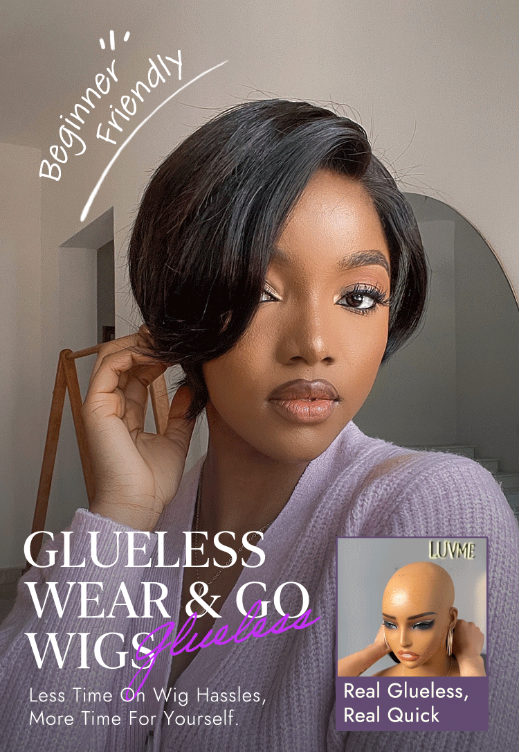 New Customers Only | Affordable Pixie Cut Minimalist HD Lace Glueless Wig Pre-Cut Lace-19