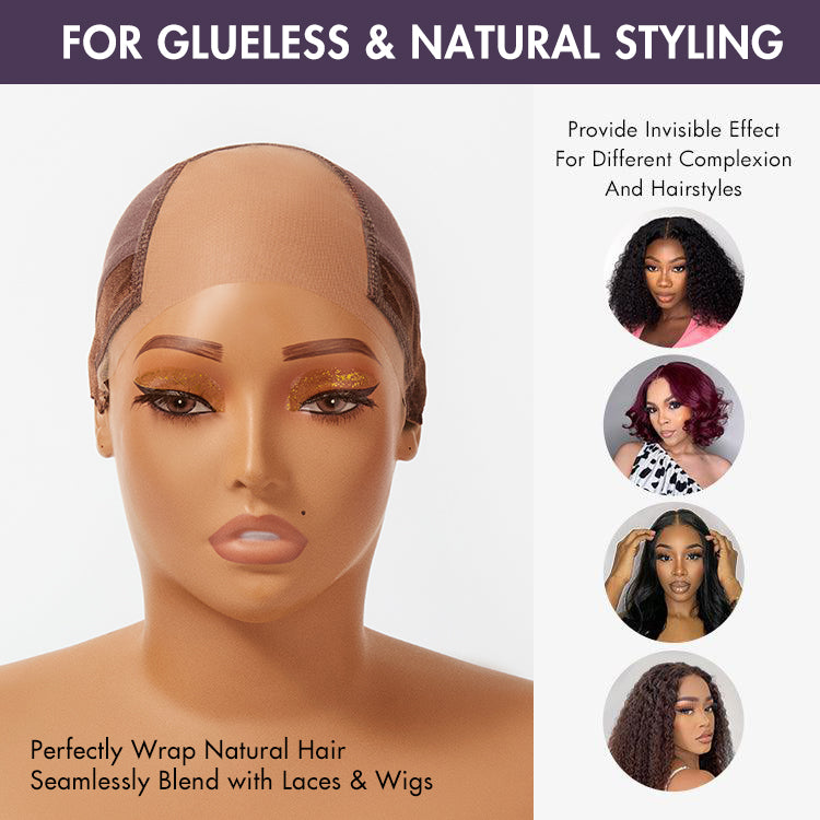 Luvme Hair Upgraded Natural Max 1pc Wig Cap 2.0 with non-slip grip band and transparent lace for lace front wigs.