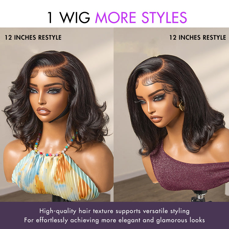 Retro 90s Flip Ends Bob Cut Wig Glueless 13x4 Frontal Lace Human Hair Wig-05