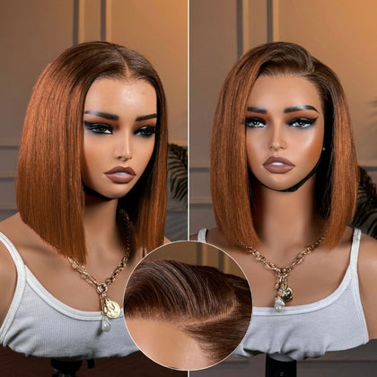 Ginger Ombre 13x4 Lace Front Glueless Blunt Cut Bob Human Hair Wig-20