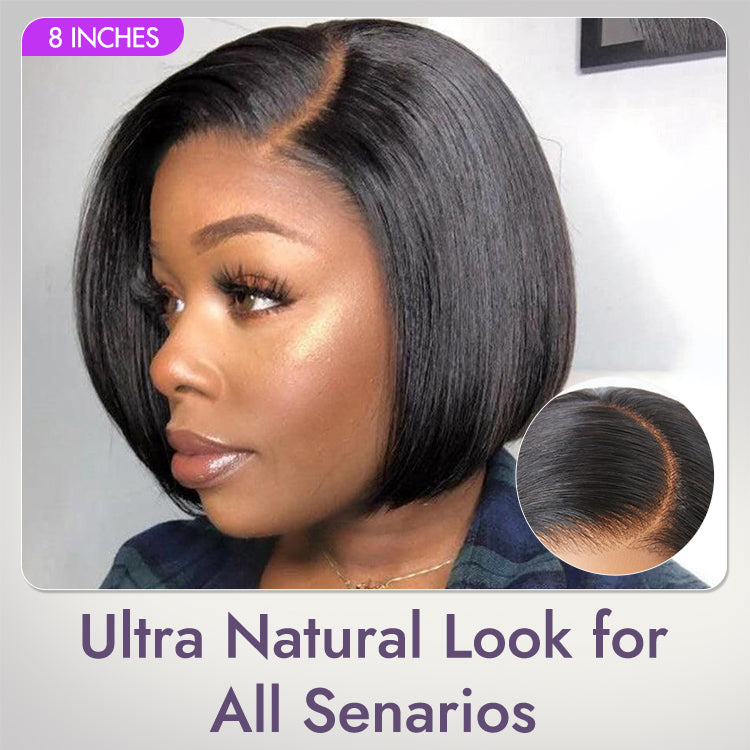 Put On & Go Blunt Cut Straight Bob Minimalist HD Lace Glueless C Part Wig-21